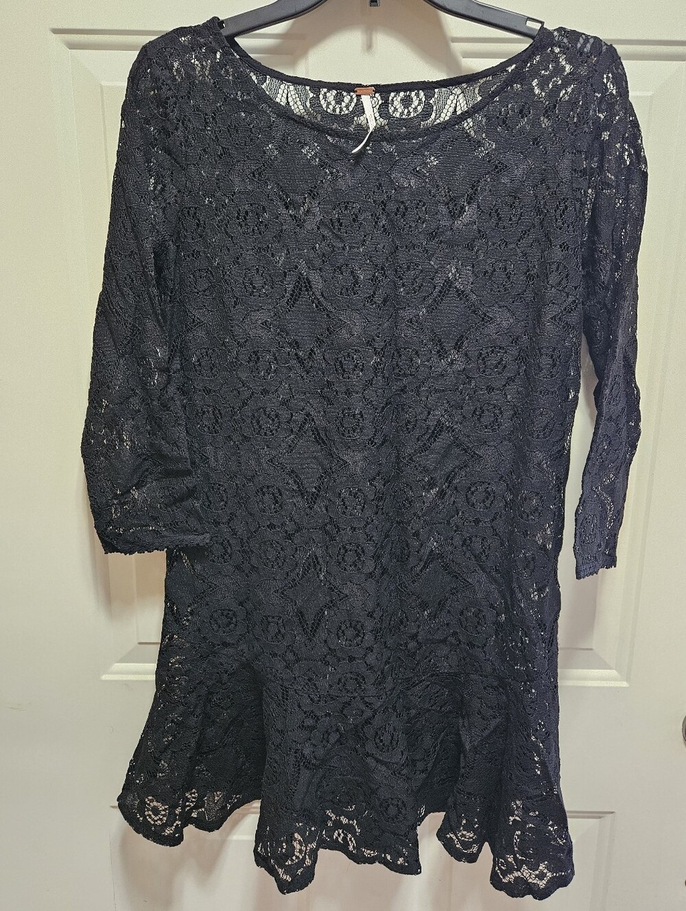 Free People Black Illusion Lace Mini Dress